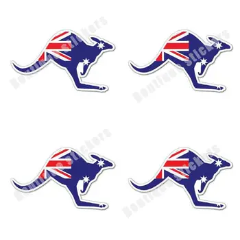 4 parça Kanguru Avustralya Bayrağı Sticker Avustralya Araba Bayrağı Komik Araba Vücut Araba pencere dekorasyonu Su Geçirmez Güneş Koruyucu Kalıp kesim PVC