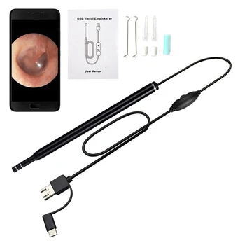 USB Kulak Endoskop 3 in 1 Kulak Kirini Temizleme Aracı Kulak Kapsam Kamera ile 6 LED Android PC için OTG kulak temizleme çubuğu dropshipping İle