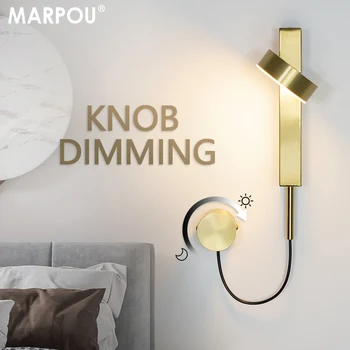 Modern led duvar lambası yatak odası Başucu lambası duvar dekorasyon oturma odası aplik anahtar düğmesi karartma duvar ışıkları ev için