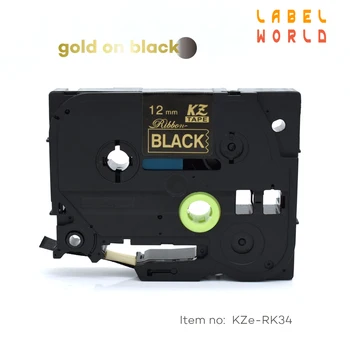 1 PAKET 12mm Saten Kurdele altın siyah TZe etiket bant etiket için Uyumlu kardeş P-TOUCH etiket yazıcı tze-RK34