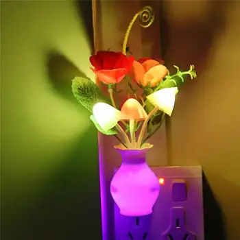 LED Leylak Gece İşığı Lambası Renkli Gül Mantar Lamba Romantik Leylak Gece Aydınlatma Ev sanat dekoru ABD / AB Tak