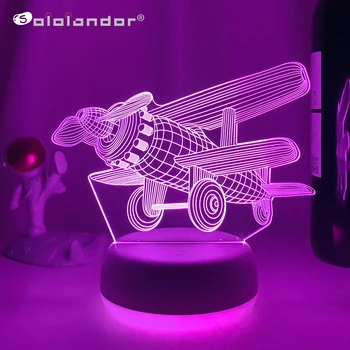 Pervane Uçak Modeli 3D Illusion LED lav Lambası Yaratıcı Gece Lambası Serin Hediye Arkadaşlar Çocuklar İçin Yatak Odası masa süsü Uçak Fan