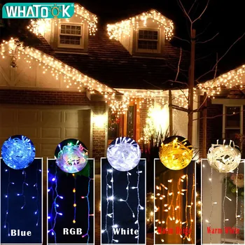 4.6 M Noel çelenk LED dize perde Icicle ışıklar sarkıt 0.4/0.5/0.6 m Faiy ışık Noel partisi bahçe sokak dekoratif lamba