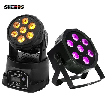 SHEHDS LED hareketli kafa ışık yıkama 7x18W RGBWA+UV DMX 12/16 kanal sahne ışık DJ gece kulübü parti disko aydınlatma etkisi