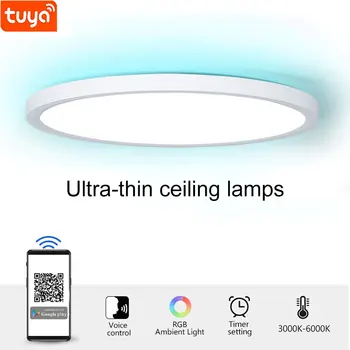 24W Ultra ince Tuya Akıllı Lambalar APP Ses Alexa Kontrolü 110V 220V Sıcak ve Soğuk Beyaz Kapalı Oturma Odası için LED tavan ışıkları