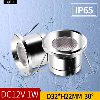 Kapalı mini spot IP65 su geçirmez gömülü banyo tavanı DC12V küçük downlight 1W yatak odası mutfak dolabı takı ekran