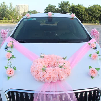 Yeni Düğün Araba Ayna Kolu Dekorasyon yapay çiçekler Dekorasyon Seti Romantik Düğün Araba Kafa Çiçek