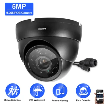 5MP POE IP kamera H. 265 CCTV Güvenlik Kamera Siyah POE 48V Kapalı Açık Su Geçirmez Mini Dome Kamera Video Gözetim Sistemi 2K