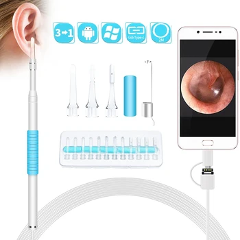 Kulak Temizleme Endoskop USB Görsel Kulak Kaşık 5.5 mm 0.3 MP Mini Kamera Android PC kulak temizleme çubuğu Otoskop Borescope Aracı Sağlık