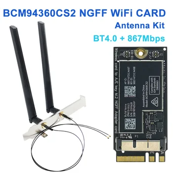 Çift Bant NGFF M. 2 A/E Anahtar Adaptörü İçin 12+6 Pin Kablosuz Modülü Kartı BCM94360CS2 İçin Bluetooth 4.0 Wifi Kartı Hackintosh macOS