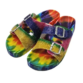 Yaz Kadın Sandalet Taklidi Çift Katmanlı Toka Düz Sandalet Kalın Alt Renkli Terlik Kadın Plaj Flip Flop WSH4549