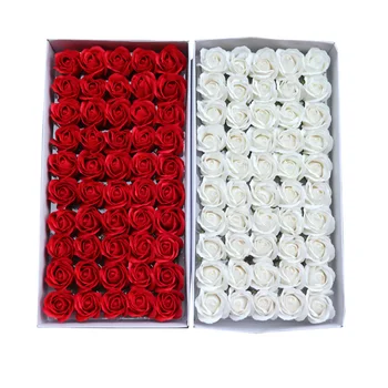 50 adet / takım Dia 5cm Banyo Vücut Çiçek çiçek sabunu Gül Çiçek Kafa yapay çiçekler Ev Dekor Düğün Sevgililer Günü Hediyesi