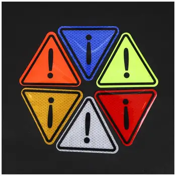 6 Adet / takım Araba Yansıtıcı Üçgen Uyarı Sticker Yol Trafik Güvenliği Sticker Automotie Motosiklet Dekorasyon Çıkartması Aksesuarları