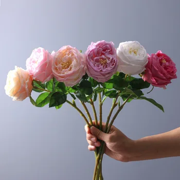 5 adet Yapay Gül Şakayık Gerçek Dokunmatik Çiçekler Ev Masa Dekorasyon Düğün Buket Oturma Odası Ofis Dekor Sahte Güller