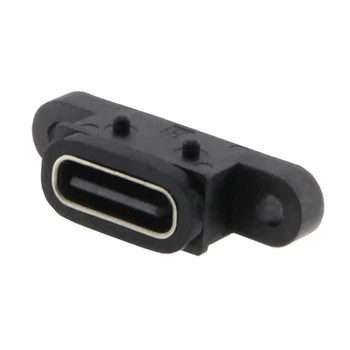 TİP C 2pin Su Geçirmez Dişi USB C Soket Bağlantı Noktası Vida Deliği ile Hızlı Şarj Şarj Arayüzü 180 Derece USB Konektörü