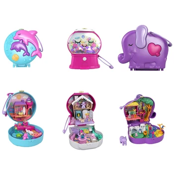 Polly Pocket Mini Bebek Kek Playset Geri Sayım Hafta 25 Sürprizler Kompakt Çocuklar Aile Oyuncakları Anime Kız Hediye Doğum Günü Orijinal