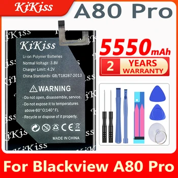 KiKiss 5550mAh Pil Blackview A80 Pro / A80 Artı A80Pro Yedek Batteria Şarj Edilebilir Li-İon Piller