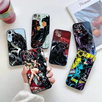 DC Batman Catwoman Öpüşme Telefon Kılıfı İçin iphone 14 Artı 13 12 Mini 11 Pro XS Max X XR Kapak