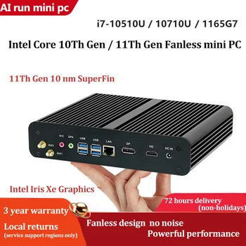 11th Gen Fansız Mini PC Intel Core i7-1165G7 Windows 11 2 * DDR4 M. 2 NVMe + Msata+2.5 