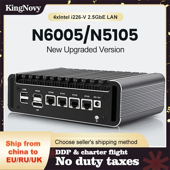 KingNovy 2.5 G Yumuşak Yönlendirici 11th Pentium N6005 N5105 4 Intel i226 Nic 2 * NVMe 2 * DDR4 Fansız Mini PC Güvenlik Duvarı Aletleri VPN Sunucusu