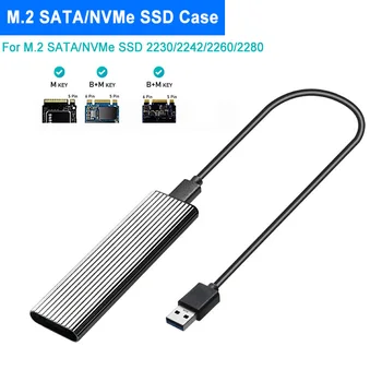 Çift Protokol M2 NVMe / SATA SSD Durumda 10Gbps HDD Kutusu M. 2 NVME NGFF SSD USB 3.1 Muhafaza Tip-C Tip-A için M. 2 sabit disk YENİ