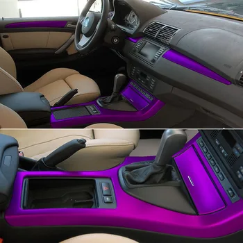 Araba Şekillendirme 3d 5 D Karbon Fiber Araba İç Merkezi Rengini Değiştirmek Konsol BMW İçin Kalıplama Sticker Çıkartmaları X5 E53 1999-2006