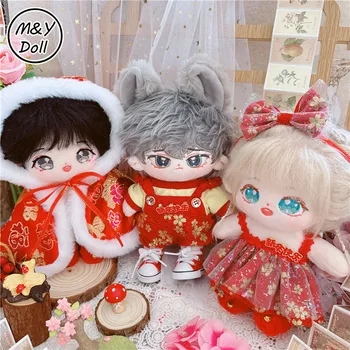 20CM oyuncak bebek giysileri Yeni Yıl Çift Kıyafet Kırmızı Elbise Pelerin peluş oyuncaklar Aksesuarları Aespa İKİ KEZ Sana Momo Mina Tzuyu Jisoo Hayranları Hediye