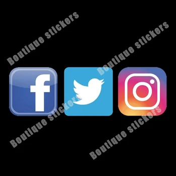 4X Sosyal Medya Simgeleri Etiketler Çıkartmaları-Facebook, İnstagram, Twitter-mağazalar, Kamyonlar, Arabalar, Pratik Çıkartmalar Su Geçirmez