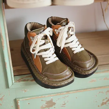 Careaymade-bayan botları Retro Deri günlük çizmeler sonbahar muffin çizmeler retro kısa çizmeler basit kadın ayakkabısı çıplak çizmeler